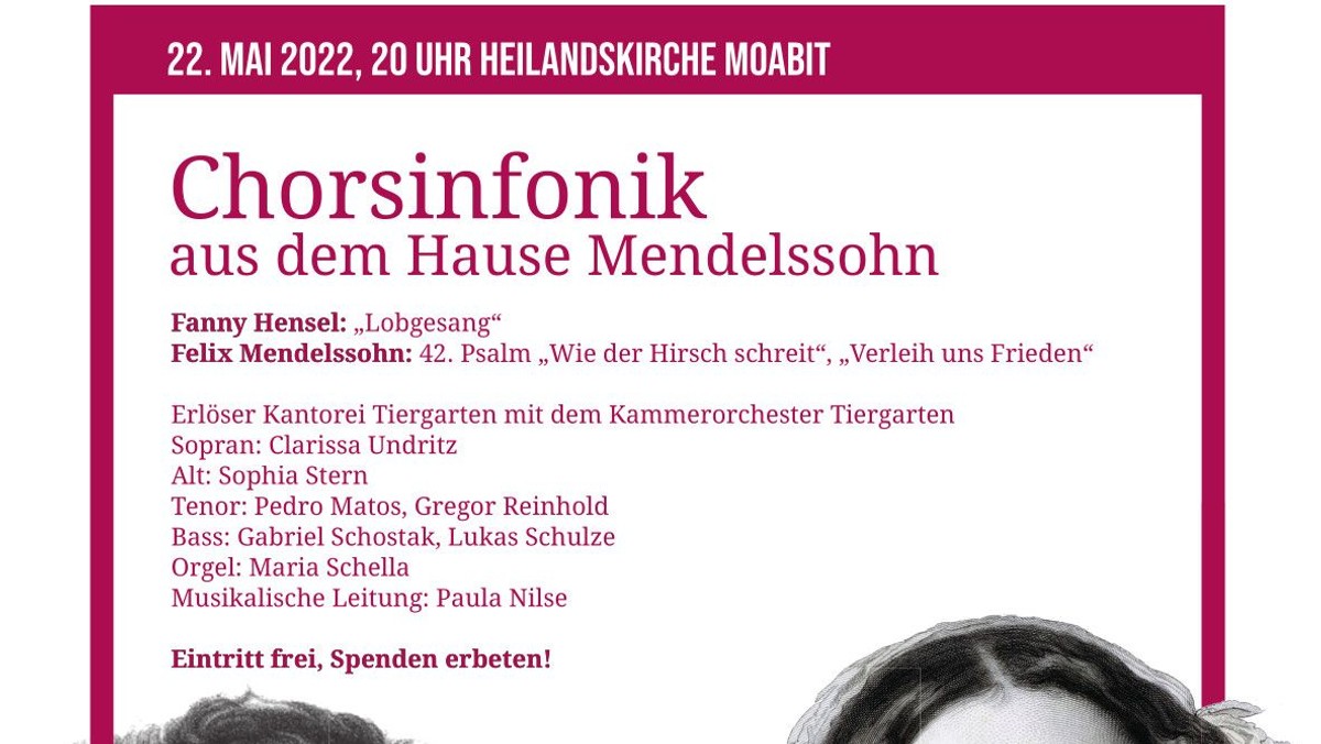 Konzert der Erlöser Kantorei am 22. Mai 2022 um 20 Uhr in der Heilandskirche