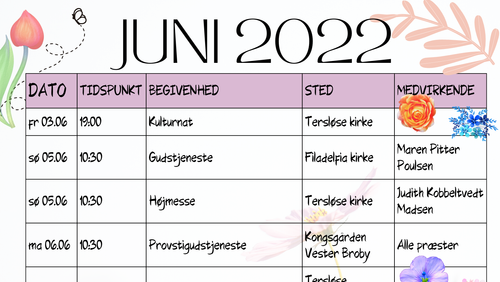 Aktivitetsliste Juni