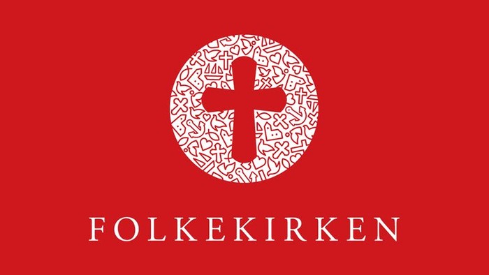 Rød flag med hvid krysset indsat i en cirkel med det samme mønster og