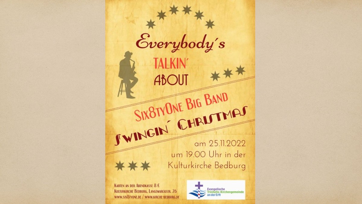 Konzert "Swingin´Christmas" SIX8TYONE Big Band 25. November 2022 19.00 Uhr