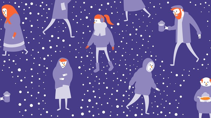 Das Bild zeigt einen wiederholten Muster von Menschen im Weltraum.