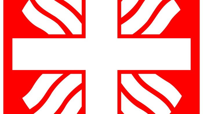 Das Logo zeigt ein weißes Kreuz auf rotem Hintergrund mit dem Wort „caritas“ darunter