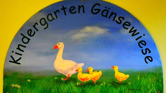 Ein Entengelege auf einem grünen Feld unter einem blauen Himmel