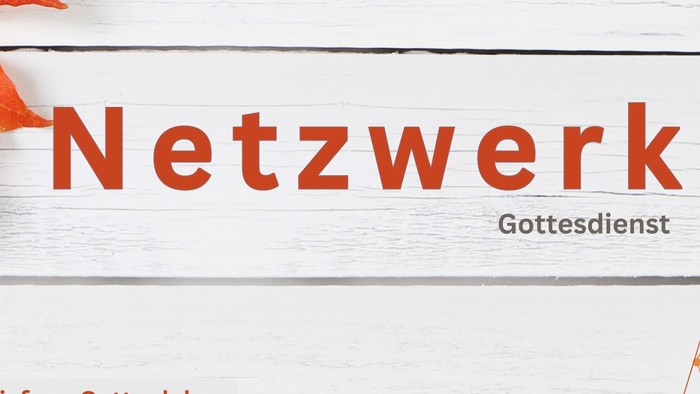 Netzwerk-Gottesdienst mit Herbstblättern und Netzwerkgrafik