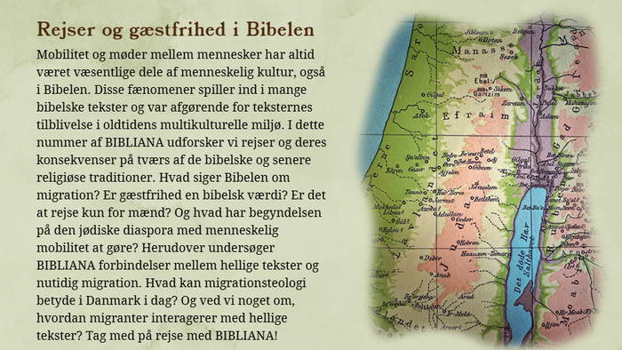 Billedet viser et kort og tekst på dansk om bibeliana og religiøse traditioner.
