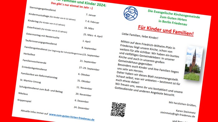 Das Bild zeigt einen Veranstaltungskalender für Familien und Kinder in Berlin für das Jahr 2014.