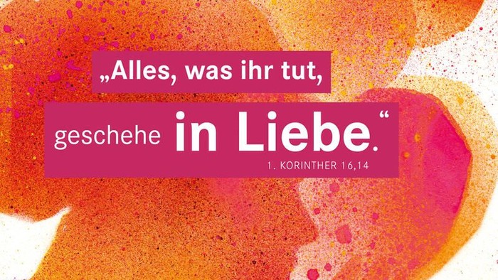 Jahreslosung 2024 mit biblischem Zitat und farbenfrohem Hintergrund