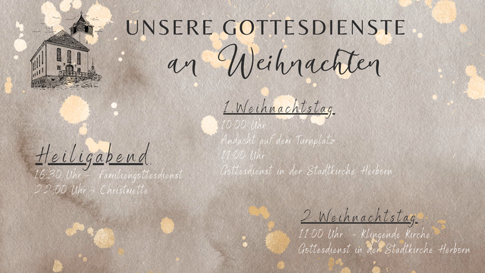Einladungskarte für Weihnachtsfeiern in einer Gemeinde, mit Angaben zu Terminen und Orten