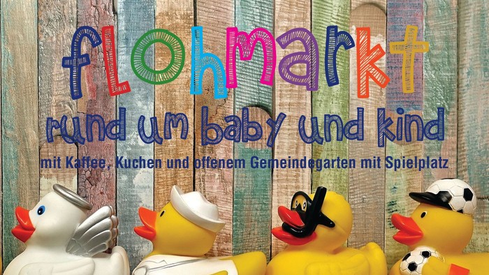 Flohmarkt-Event für Babys und Kinder mit Kaffee, Kuchen und einem Gemeinschaftsgarten-Spielplatz am 2. März 2024.