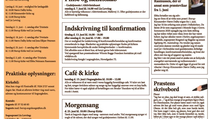 Borup-Kimmerslev-Nørre Dalby Pastorats nyhedsbrev med aktiviteter og begivenheder