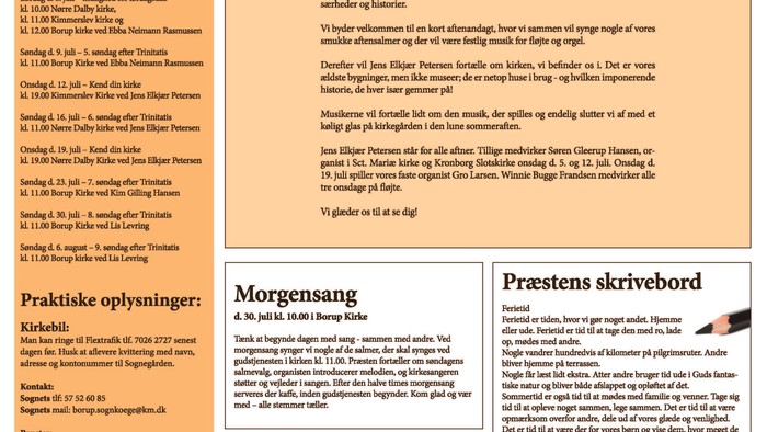 Borup-Kimmerslev-Norre Dalby Pastorats nyhedsbrev med aktiviteter og oplysninger
