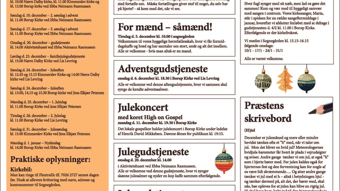 Borup-Kimmerslev-Nørre Dalby Pastorat - advents- og juleaktiviteter