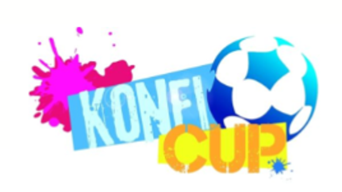 Das Bild zeigt das Logo von KONFI-CUP mit einem Fußball.