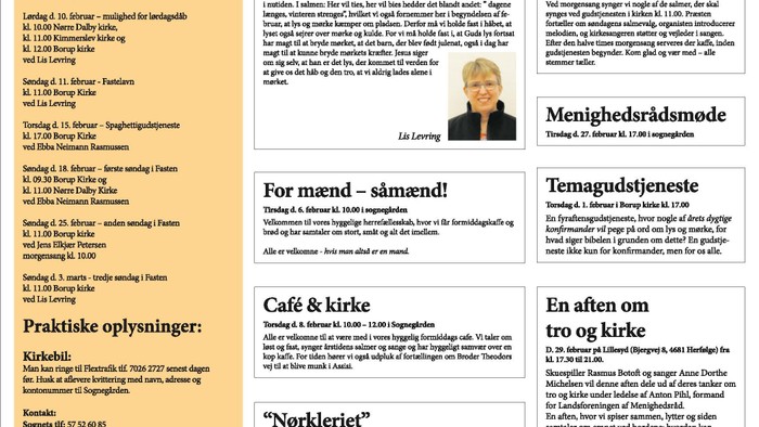Borup-Kimmerslev-Nørre Dalby Pastorats nyhedsbrev med aktiviteter og begivenheder