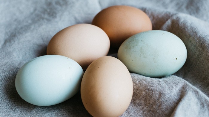 Fire æg på et håndklæde