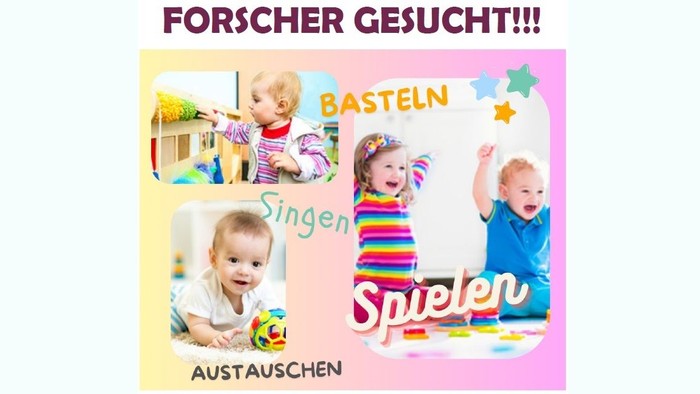 Das Bild zeigt ein Kinderbuchcover mit fröhlichen Babys und farbenfrohen Illustrationen.