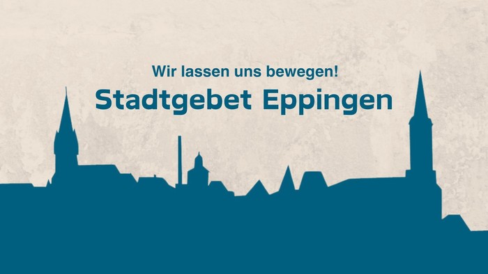 Das Bild zeigt das Stadtgebiet Eppingen mit Gebäuden und Türmen, darüber steht 
