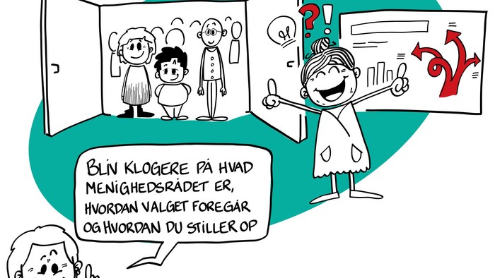 En tegning om orientering og kommunikation i en gruppe.