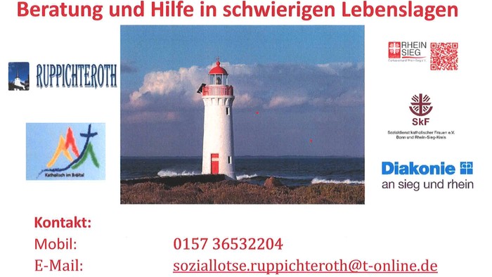 Flyer für Beratung und Hilfe in schwierigen Lebenslagen, Kontakt und Öffnungszeiten