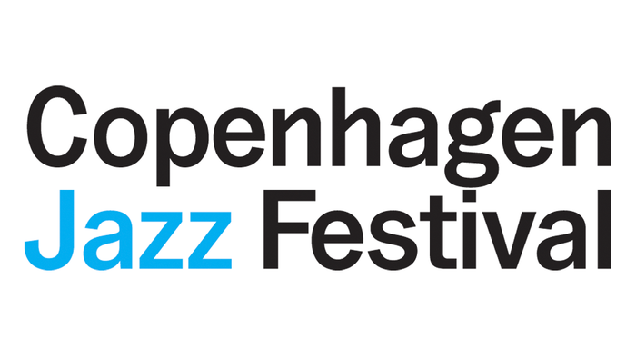 Copenhagen Jazz Festival logo med sort og blå tekst.