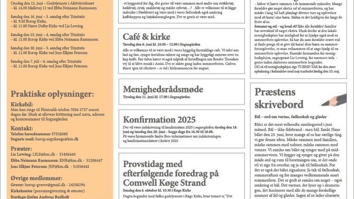 Borup Kirke - Kimmerslev - Nørre Dalby Pastorat - gudstjenester, koncert, café, konfirmation, præstens skrivebord