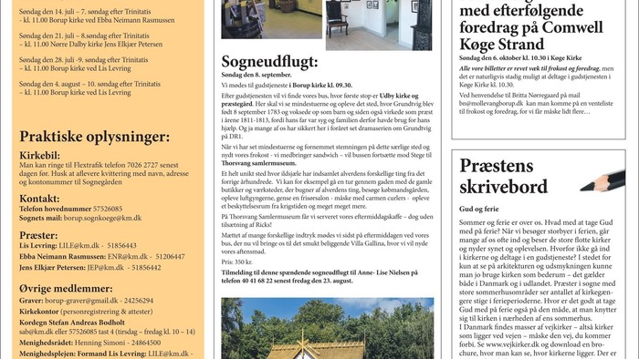 Borup-Kimmerslev-Norre Dalby Pastorats ugeavis med begivenheder og nyheder