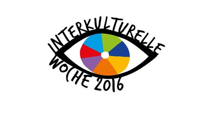 Farbenfrohes Auge mit Text