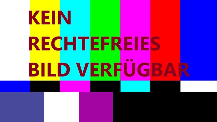 Bunte pixelige Grafik mit deutschem Text, der besagt, dass kein lizenzfreies Bild verfügbar ist.