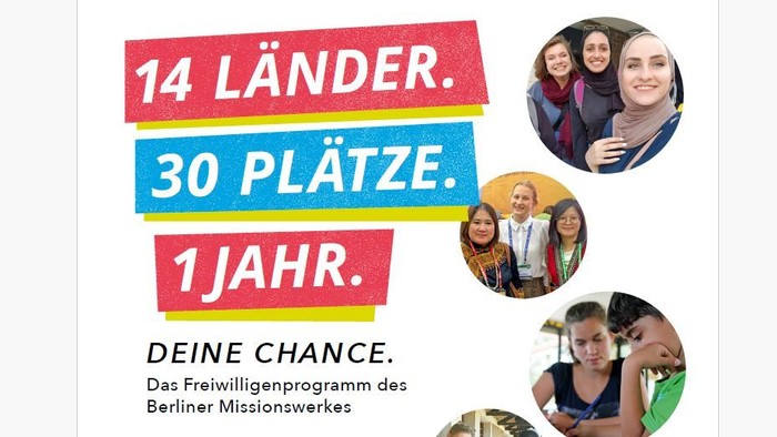 Freiwilligenprogramm mit 30 Plätzen in 14 Ländern für ein Jahr beim Berliner Missionswerk.