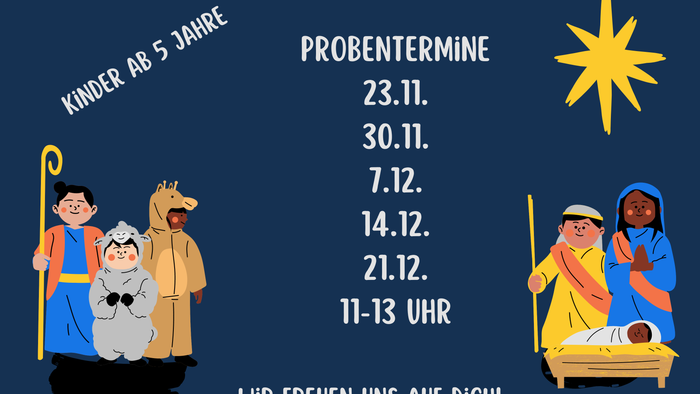 Poster für Krippenspiel mit Terminen und Figuren