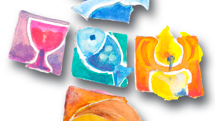 Bunte Papierschnipsel in Form eines Kreuzes