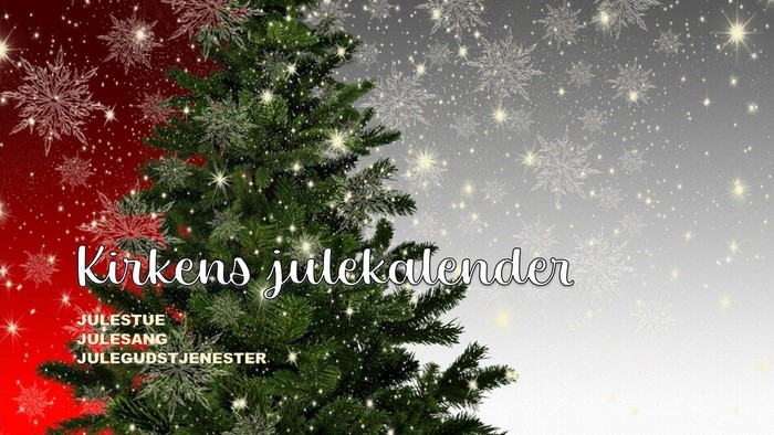 Kirkens julekalender med juletree og sneflokker