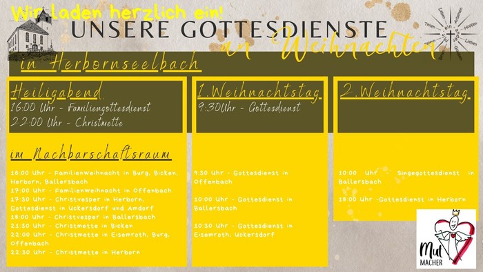 Weihnachtsfeier mit verschiedenen Programmpunkten und Terminen für Familien und Erwachsene