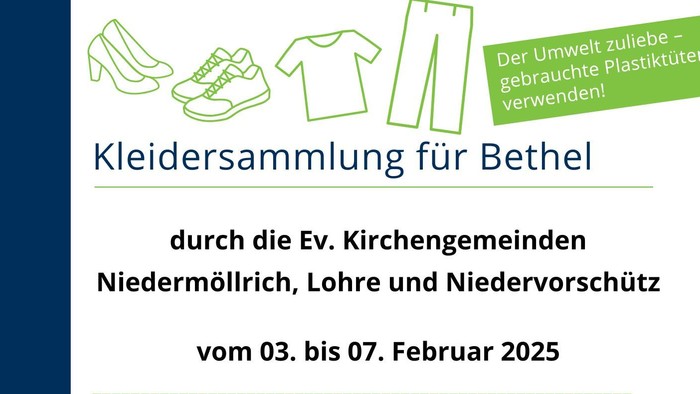 **Kleiderspenden-Flyer für wohltätige Zwecke**
mit Terminen, Abgabeorten und einer Liste der benötigten Sachspenden.