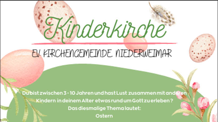 Flyer für ein Kinderkirchenevent mit Osteraktivitäten