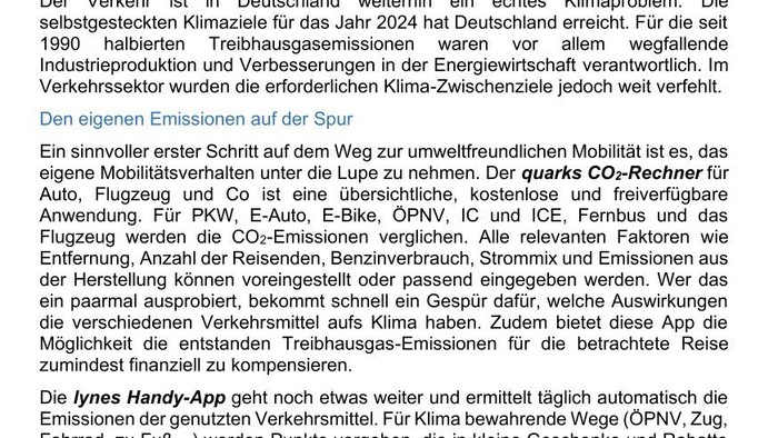 Umweltfreundlicher Mobilität und Klimaschutz