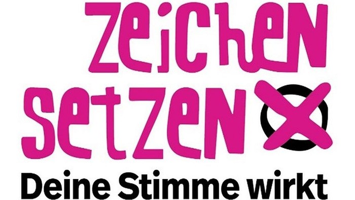 Rosa-schwarzes Textlogo mit einem durchgestrichenen Symbol