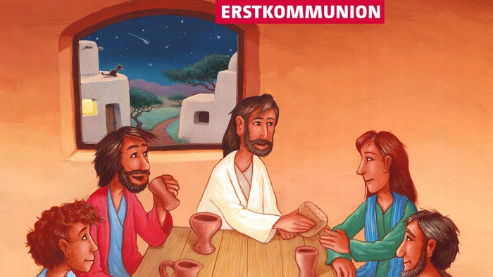 Motivplakat zur Erstkommunion 2026 Thema Ihr seid meine Freunde