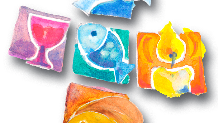 Bunte Symbole in Form eines Kreuzes