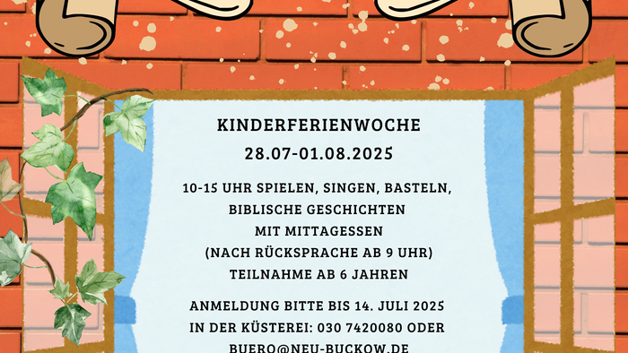 Ein buntes Plakat für die Kinderferienwoche
