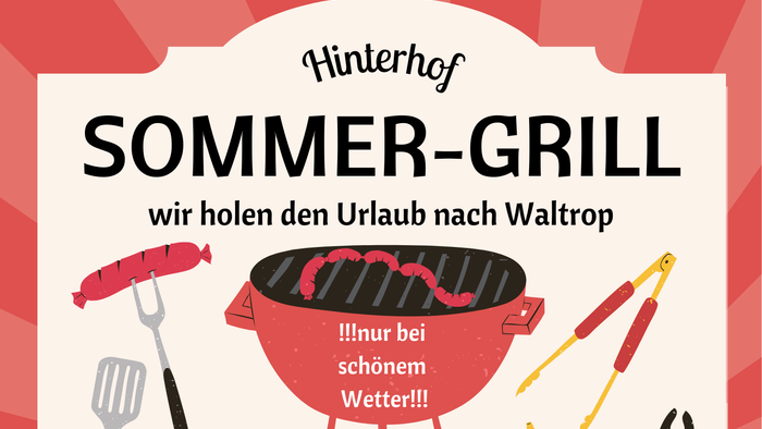Wir laden Sie ein zum Grillen während der Sommerferien 2025. Immer Freitags von 18:00 bis 20:00 Uhr im Gemeindezentrum Waltrop