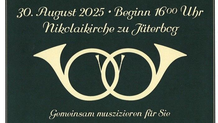 Parforce-Hörner ineinander umschlungen (Ausschnitt aus dem Plakat zur Veranstaltung).
