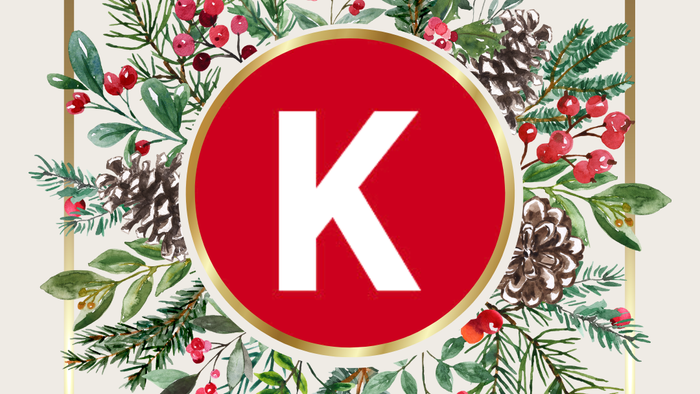 Julestykke med 'K' og datoerne 23. - 24. november 2024