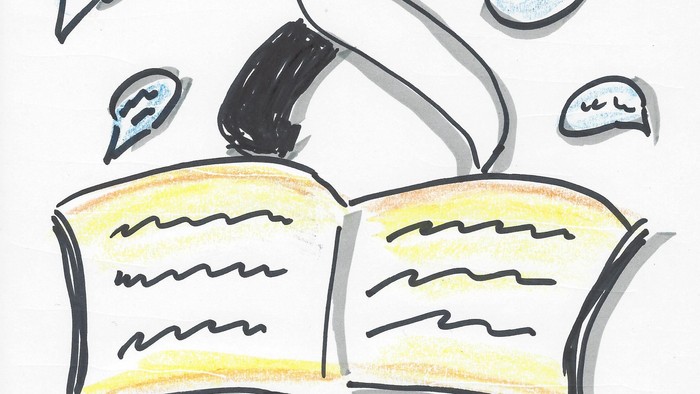 Zeichnung Bibel mit weißem und schwarzem Feuer
