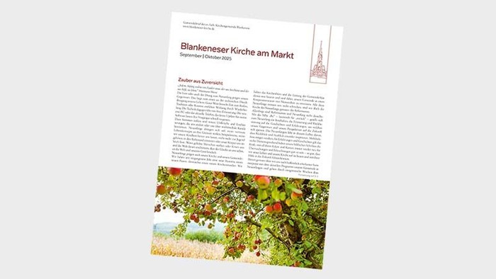 Broschüre über Blankenese Kirche am Marlt mit Bild von Kirche und Natur