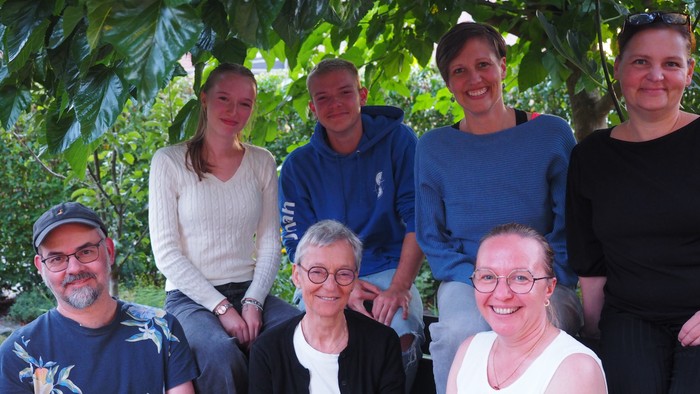 Auf dem Foto zu sehen sind Paul Hohenhaus, Melina Herdt, Irmtraud Rickert, Jonah Luck, Verena Lücke, Rosa Herdt, Sandra Küttner.