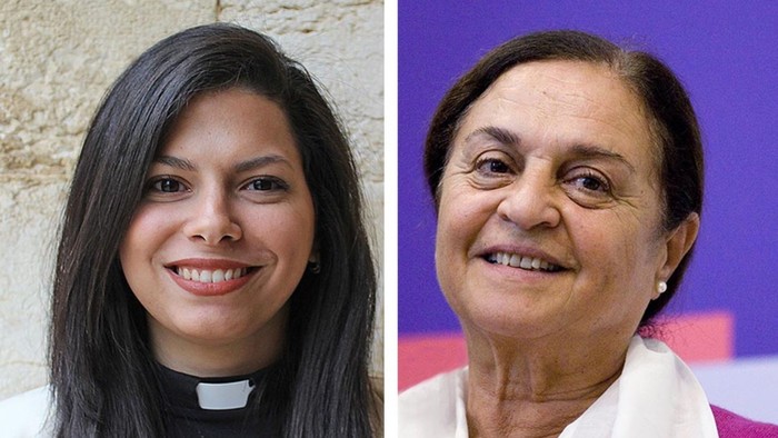 Foto von Sally Azar (links) und Sumaya Farhat-Naser (rechts)