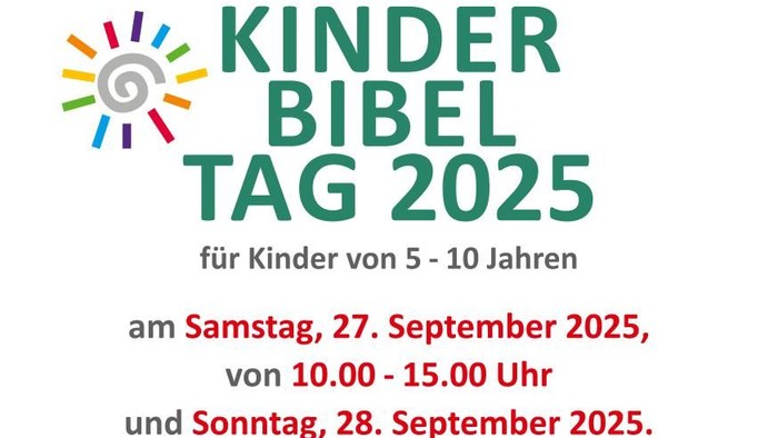 Kinderbibeltag 2025 für Kinder von 5-10 Jahren am 27. und 28. September 2025, Gottesdienst um 11 Uhr in der Ev. Kirche am Hellweg