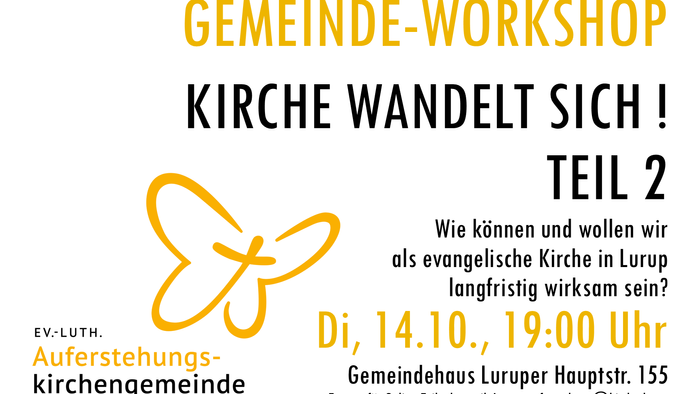 Text mit Logo von Auferstehung. Gemeinde-Workshop 