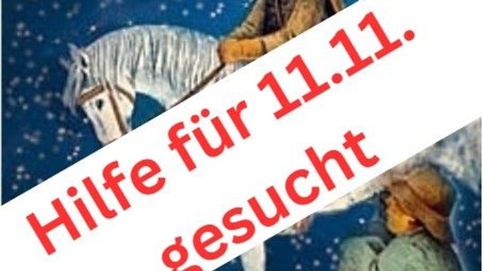 Das Bild zeigt einen Ritter auf einem Pferd und eine Frau in einem Kleid.